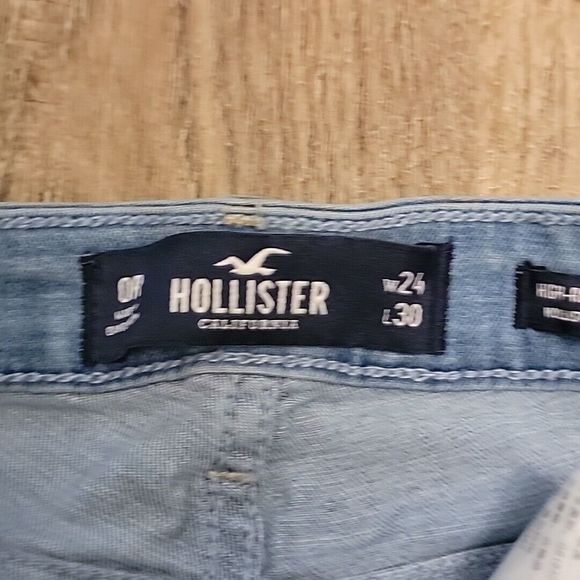 Hollister Distressed High Rise Super Skinny Jeans ~ Sz 0R ~ Blue ~ 28.5" Inseam - Picture 4 of 7
